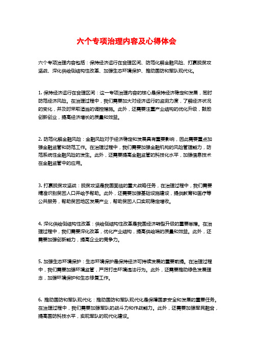 六个专项治理内容及心得体会