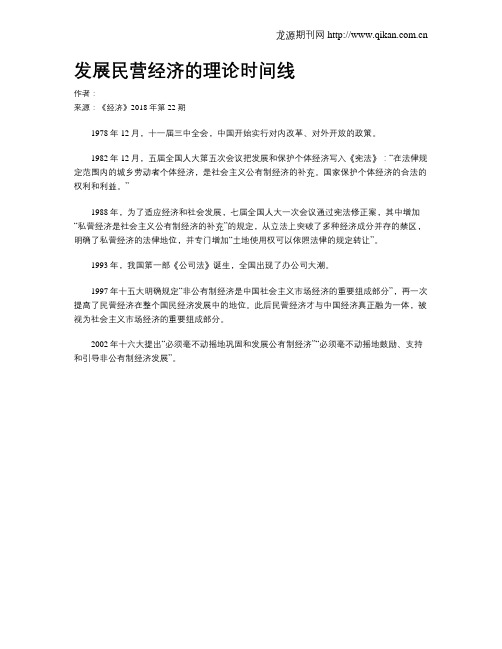 发展民营经济的理论时间线