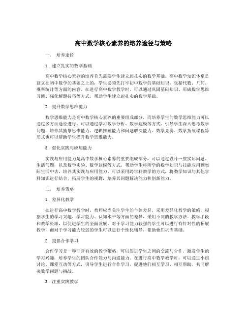 高中数学核心素养的培养途径与策略