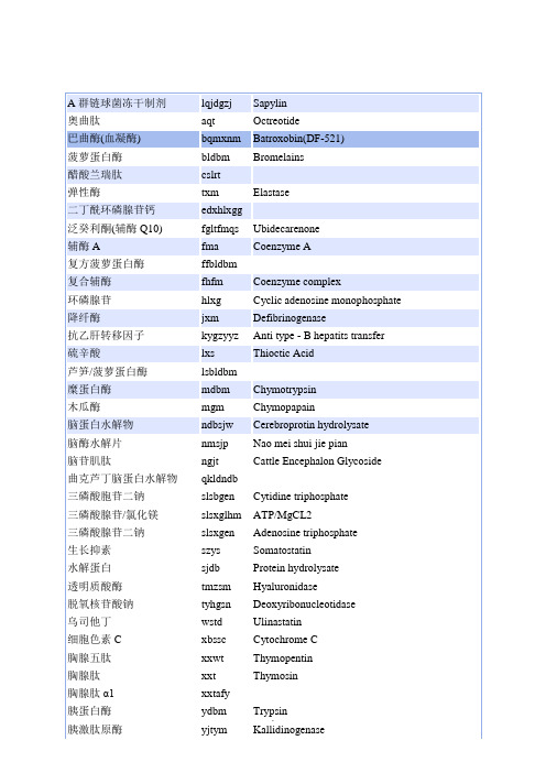 生化与生物品种目录