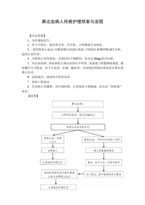 鼻出血病人抢救护理预案与流程