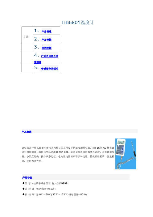 HB6801温度计