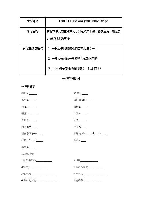 人教版七年级下册 Unit 11知识点总结+练习(无答案)