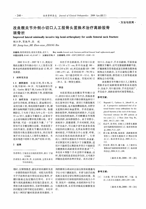 改良髋关节外侧小切口人工股骨头置换术治疗高龄股骨颈骨折