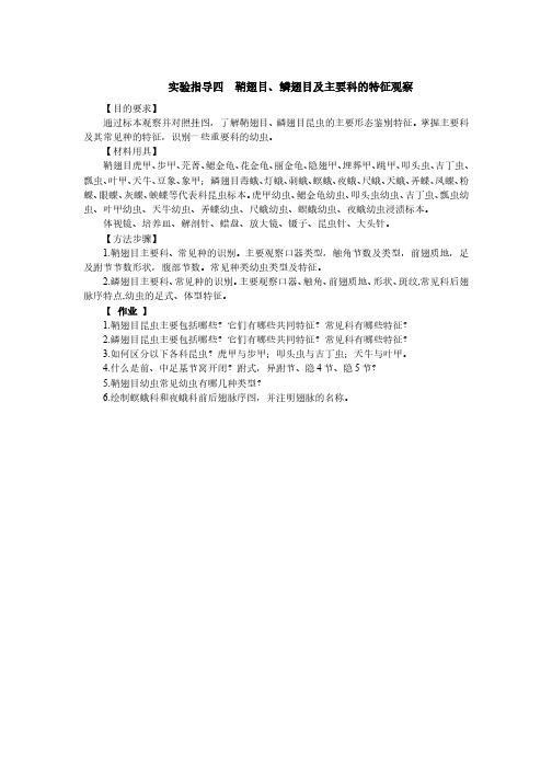实验指导四鞘翅目、鳞翅目及主要科的特征观察