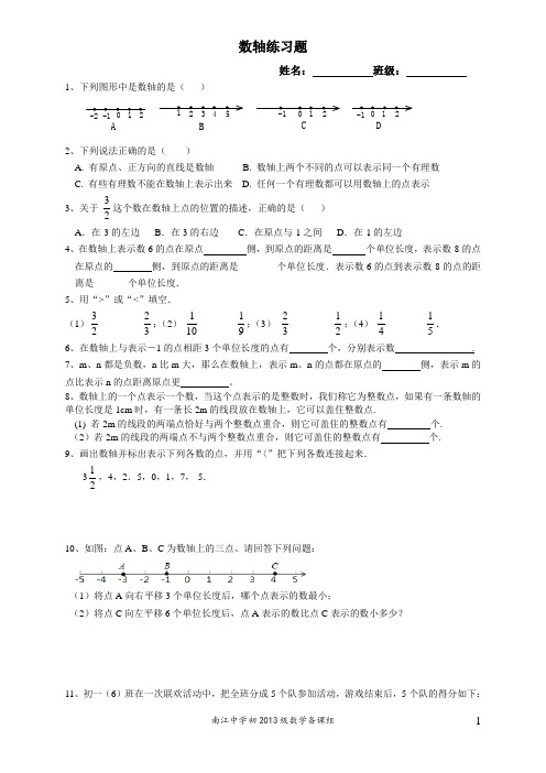 (完整版)数轴练习题