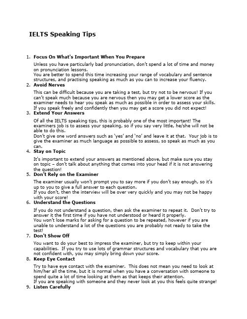 IELTS Speaking Tips