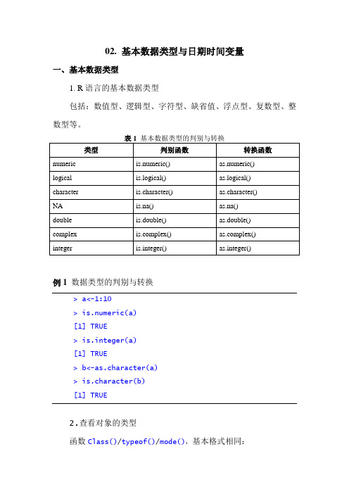 R语言学习系列02-基本数据类型与日期时间变量