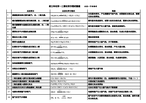 沪教版九年级化学第一二章化学方程式整理