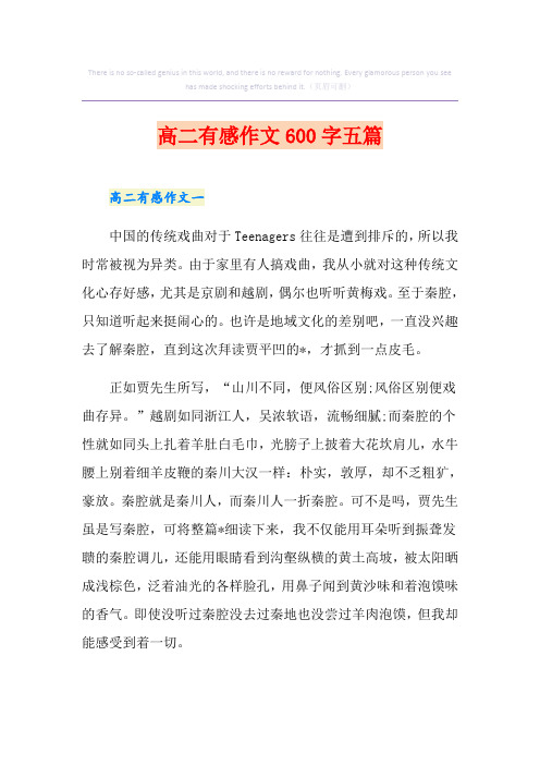 高二有感作文600字五篇