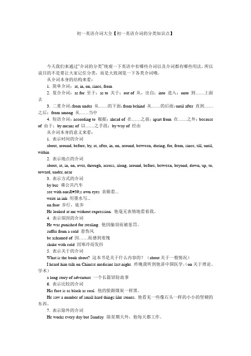 初一英语介词大全【初一英语介词的分类知识点】