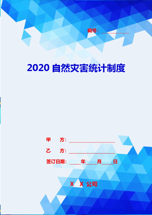 2020自然灾害统计制度