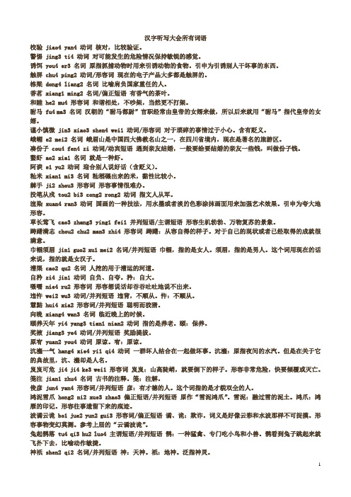 汉字听写大会词语文档