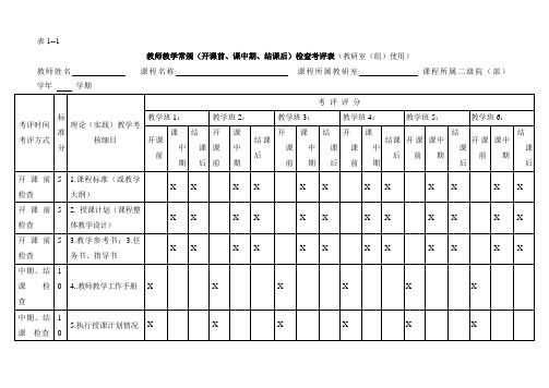 期中教学检查表