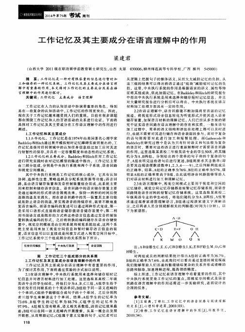 工作记忆及其主要成分在语言理解中的作用