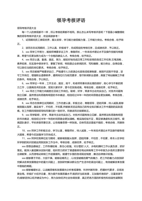 领导考核评语大全