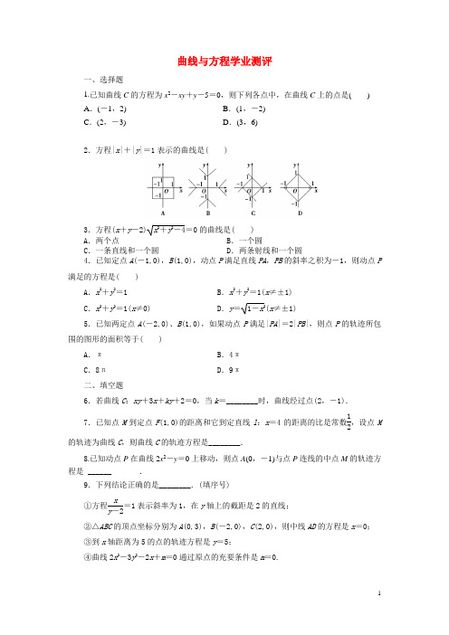 2017-2018学年北师大版选修2-1    曲线与方程  课时作业