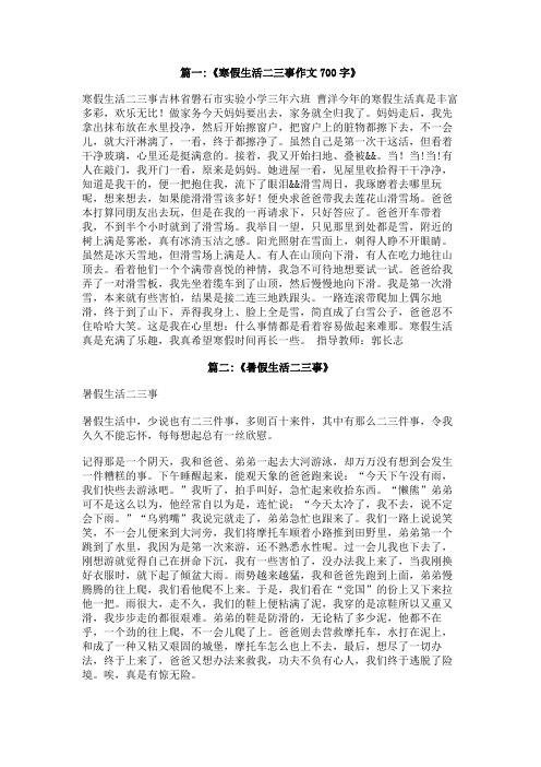 假期二三事作文600