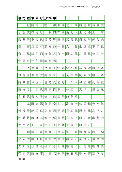 初二杂文作文：请把鞋带系好_1200字