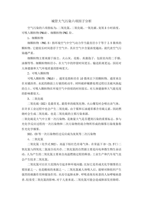 城管大气污染六项因子分析