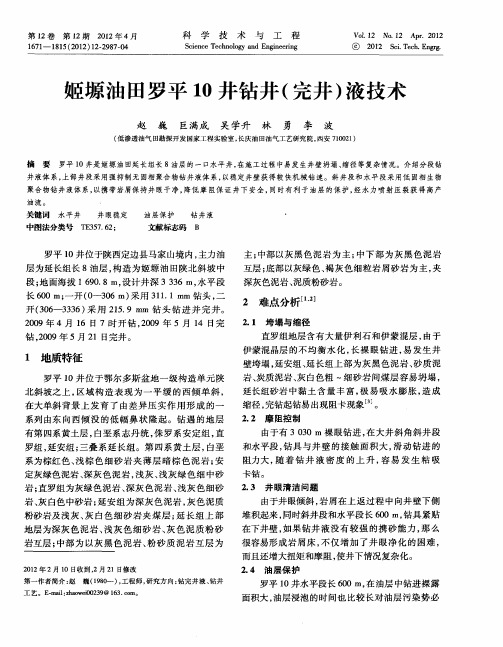 姬塬油田罗平10井钻井(完井)液技术