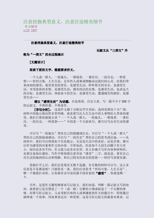 注意挖掘典型意义,注意打造精美细节(整理精校版)