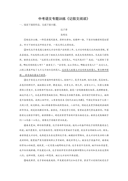 人教部编版中考语文专题训练《记叙文阅读》(含答案)