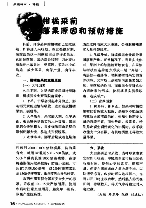 柑橘采前落果原因和预防措施