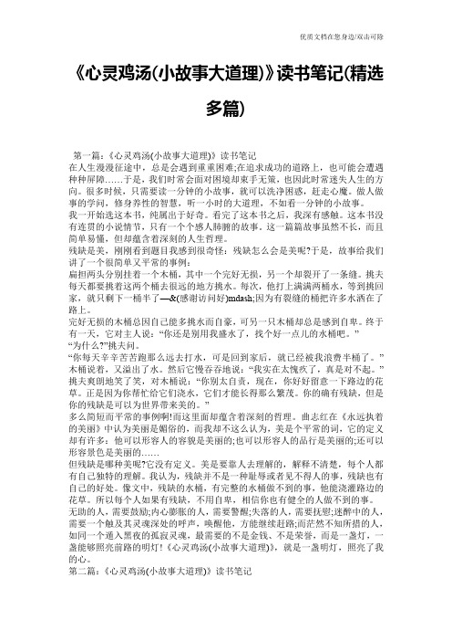 《心灵鸡汤(小故事大道理)》读书笔记(精选多篇)