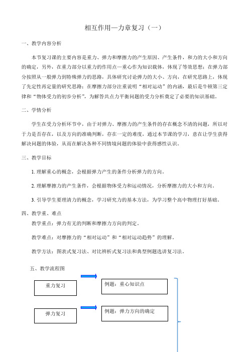 相互作用—力章复习(一) 教学设计-2020年秋高中物理人教版(2019)必修一