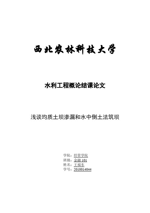 水利工程概论结课论文