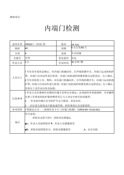 CRH动车组作业指导书-内端门检测