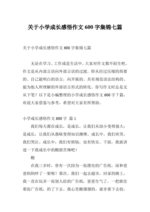 关于小学成长感悟作文600字集锦七篇