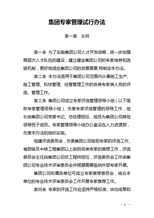 集团专家管理试行办法(WORD11页)