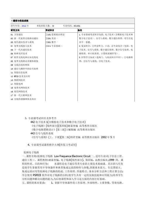 重大通信考试科目
