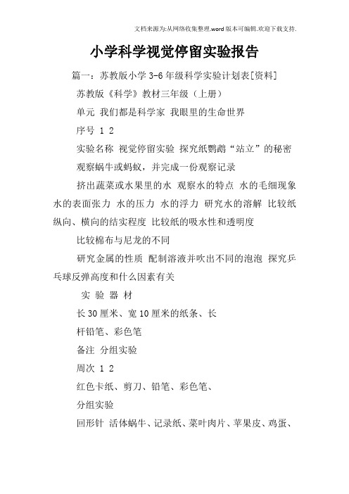 小学科学视觉停留实验报告