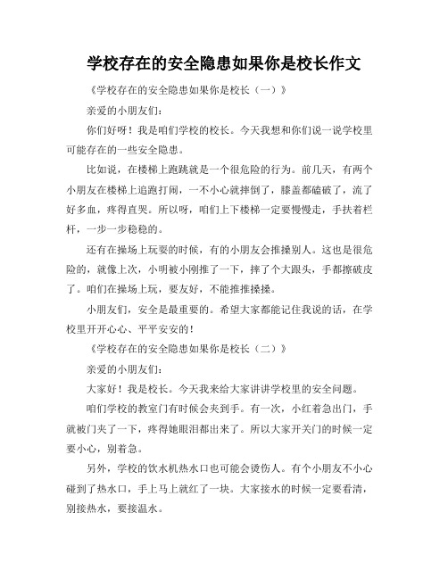 学校存在的安全隐患如果你是校长作文