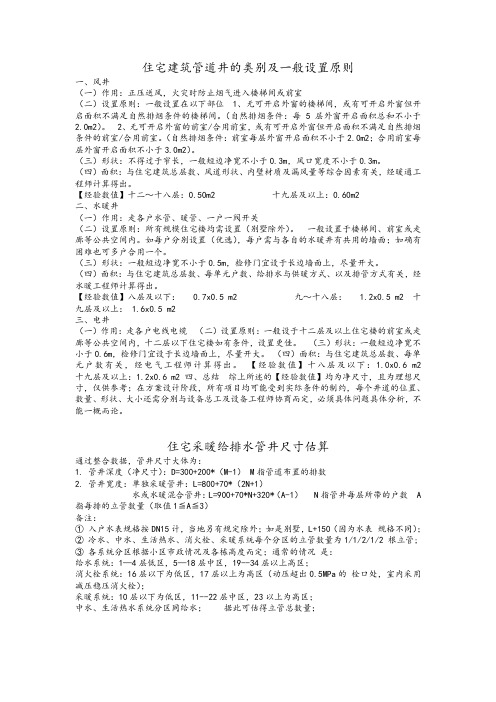 住宅建筑管道井的类别及一般设置原则