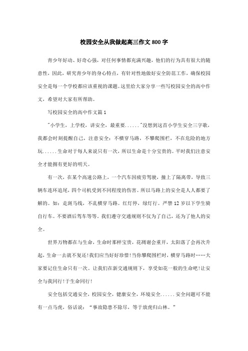 校园安全从我做起高三作文800字