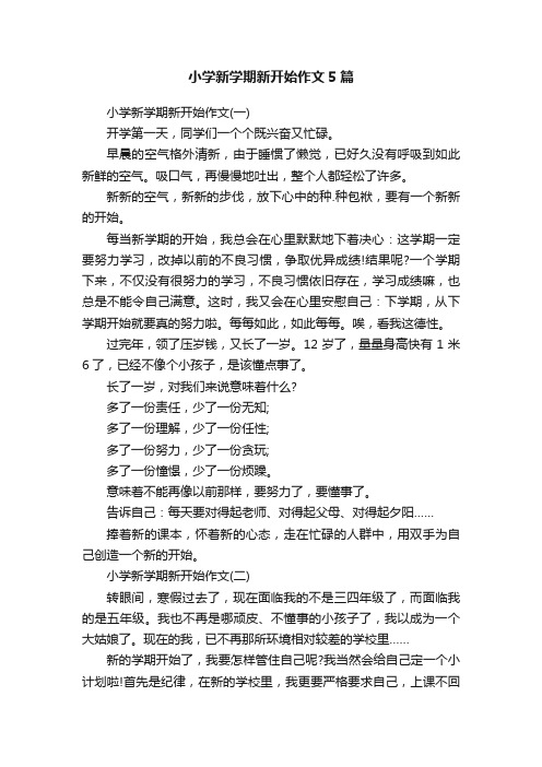 小学新学期新开始作文5篇