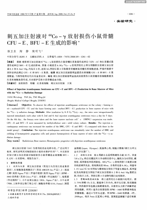 刺五加注射液对 60Co-γ放射损伤小鼠骨髓CFU—E、BFU—E生成的影响