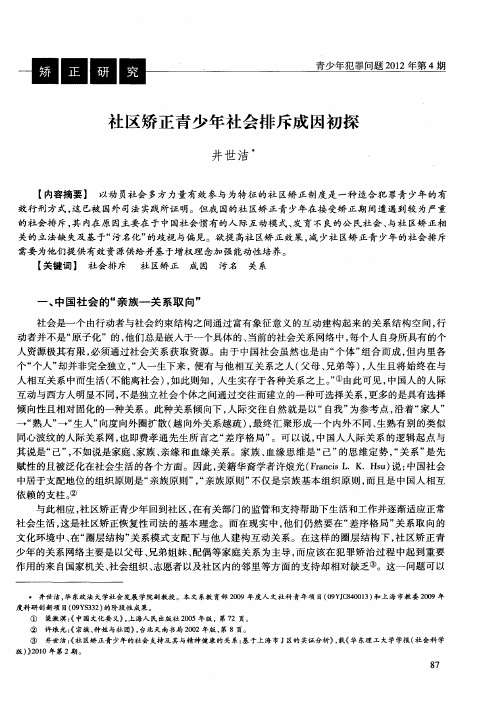 社区矫正青少年社会排斥成因初探