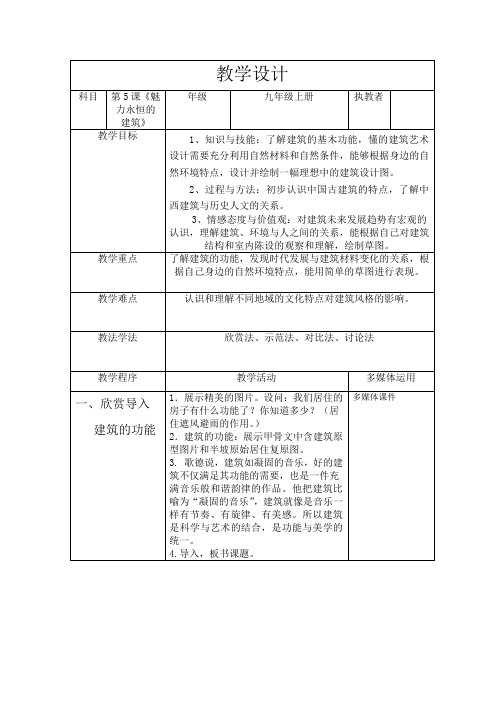 初中美术_第六课魅力永恒的建筑教学设计学情分析教材分析课后反思