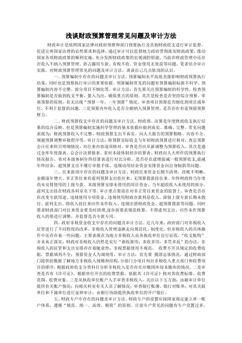 财政预算管理常见问题的审计方法