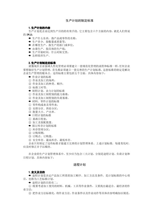生产计划的制定标准