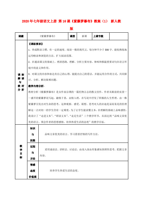 2020年七年级语文上册 第16课《紫藤萝瀑布》教案(1) 新人教版.doc