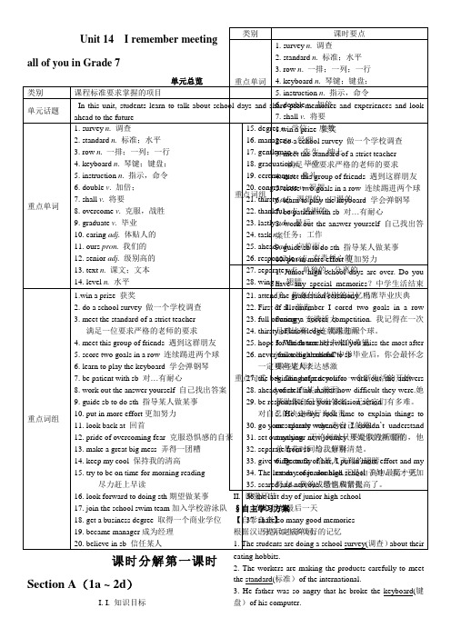 Unit-14--I-remember-meeting-all-of-you-in-Grade-7.全单元学案