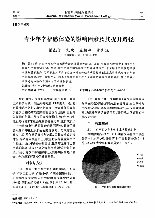 青少年幸福感体验的影响因素及其提升路径