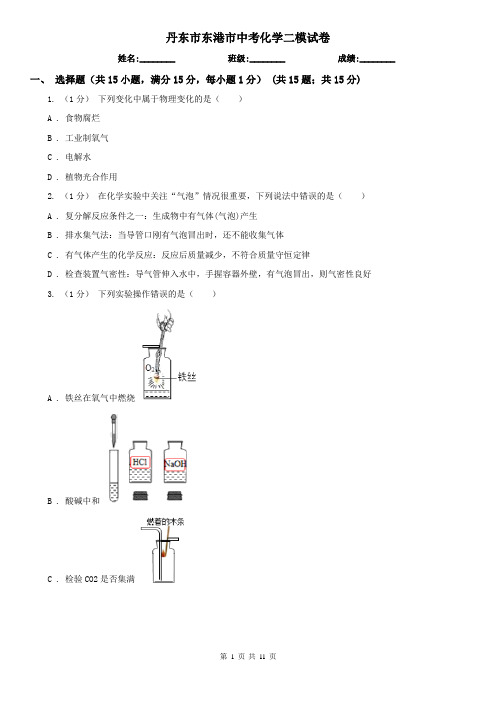 丹东市东港市中考化学二模试卷