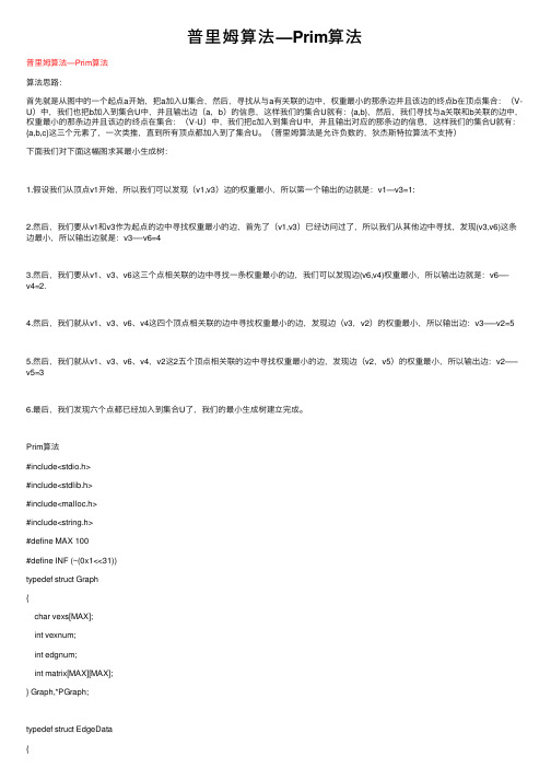 普里姆算法—Prim算法